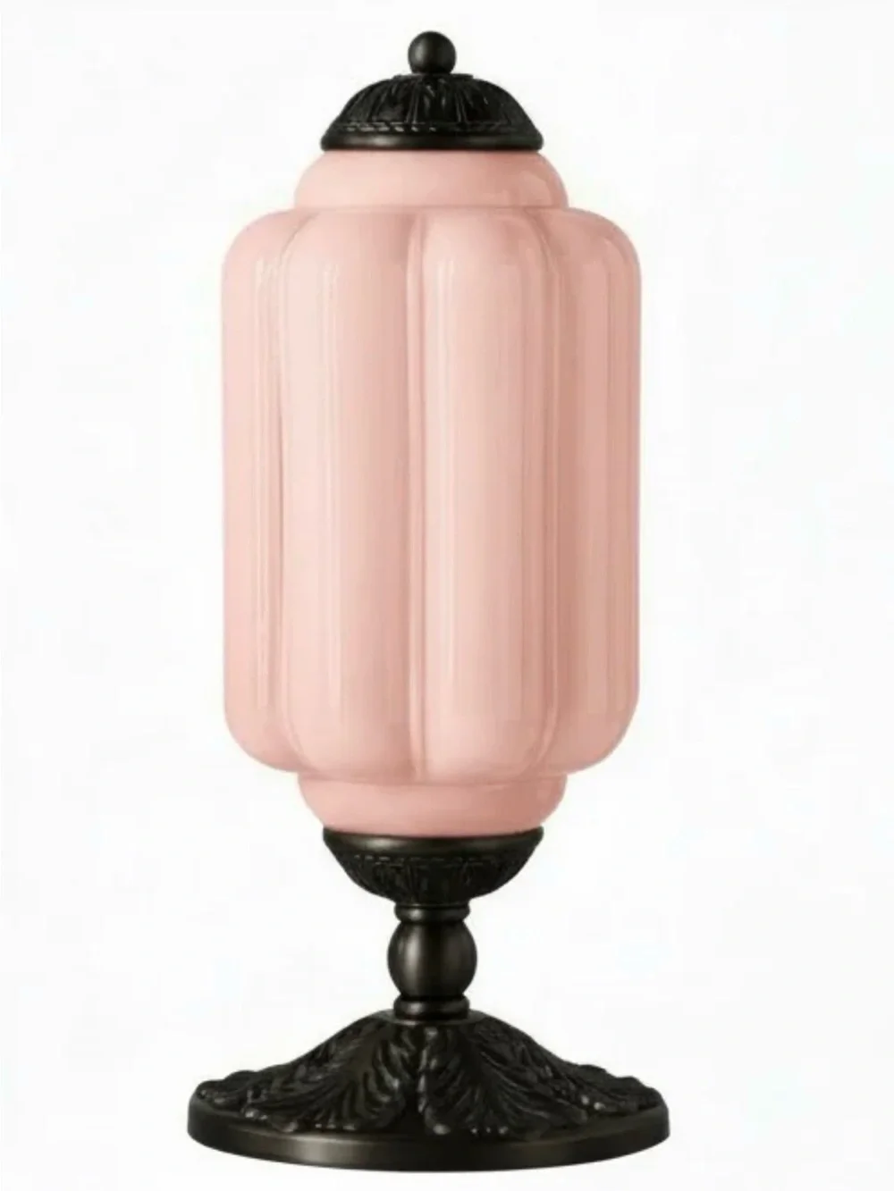NEW Anthropologie The Eloise Scallop Milk Glass Table Lamp, Pink & Antique Black